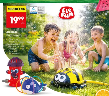 Zraszacz ogrodowy Elefun w kształcie wieloryba promocja w Biedronka