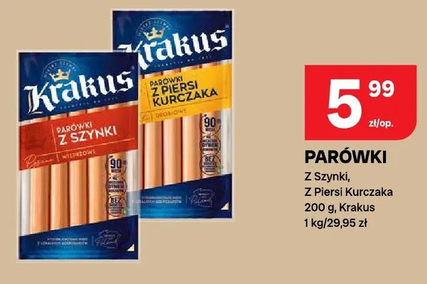 Parówki z szynki, z piersi kurczaka promocja w Chorten