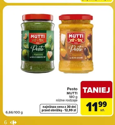Pesto pomidorowe z bazylią Mutti promocja w Carrefour Market