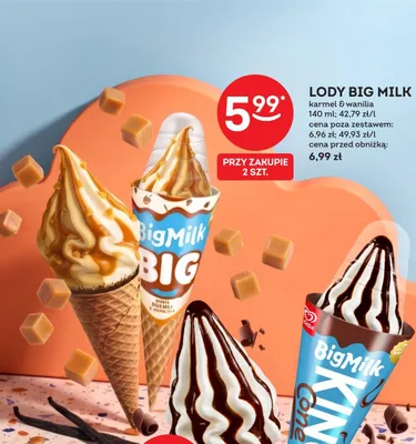 Lody Big Milk karmel & wanilia promocja w Żabka