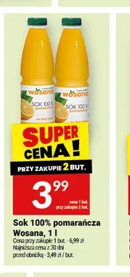 Sok pomarańcza Wosana 100% promocja w Twój Market