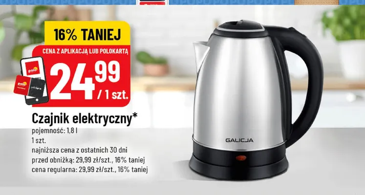 Czajnik elektryczny 1,8 l Galicja promocja w POLOmarket