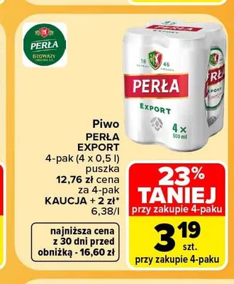 Piwo Perła Export 4-pak promocja w Carrefour
