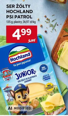 Ser żółty w plastrach Hochland Junior Psi Patrol promocja w Stokrotka