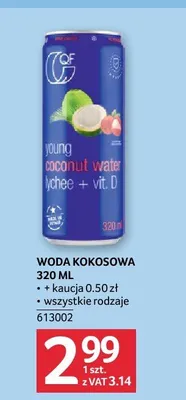 Woda kokosowa Young Coconut Water Lychee + vit. D promocja w Selgros