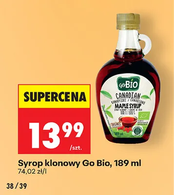 Syrop klonowy Go Bio promocja w Biedronka