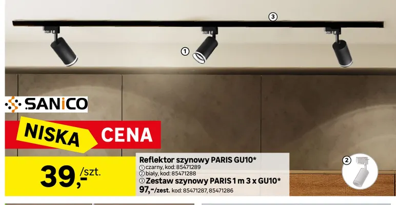Reflektor szynowy Paris GU10 Sanico promocja w Leroy Merlin