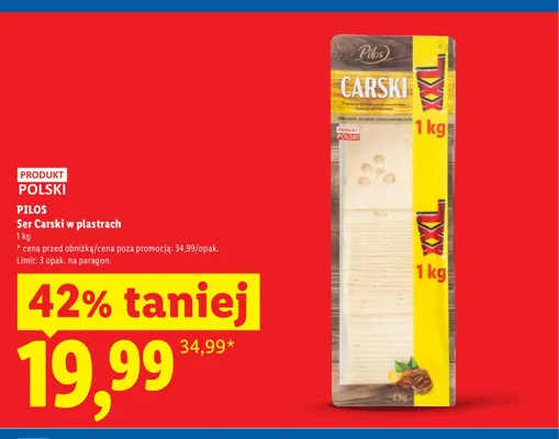 Ser Carski w plastrach Pilos promocja w Lidl