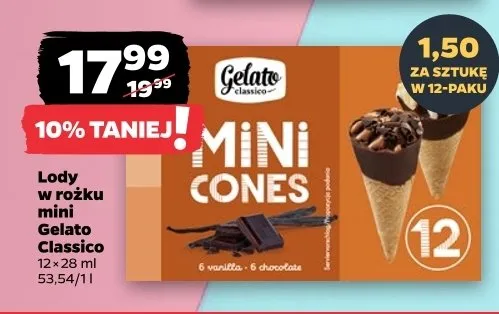 Lody w rożku mini Gelato Classico promocja w Netto
