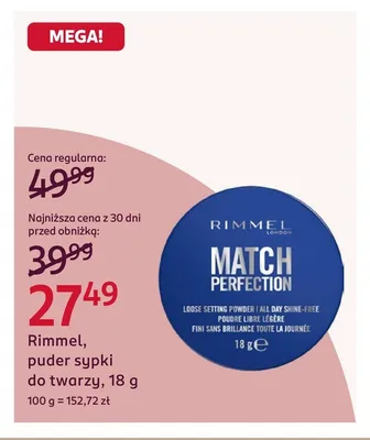 Puder sypki do twarzy Rimmel Match Perfection promocja w Rossmann