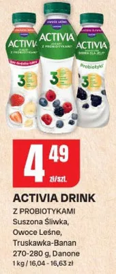 Activia drink z probiotykami suszona śliwka, owoce leśne, truskawka-banan promocja w Chorten