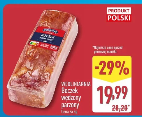 Boczek wędlinarnia wędzony parzony promocja w Aldi