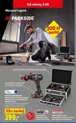 Akumulatorowa wiertarkowkrętarka udarowa 20V z 2 akumulatorami i ładowarką 2,4A PARKSIDE PERFORMANCE promocja w Lidl