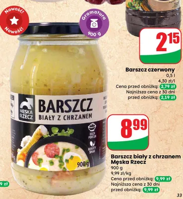 Barszcz biały z chrzanem promocja w Dino