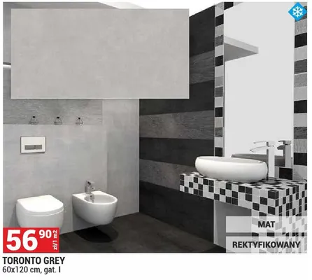 Płytka TORONTO GREY 60x120cm gat. I mat rektyfikowany promocja w Merkury Market