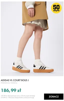 Sneakersy młodzieżowe Adidas VL Court Bold J promocja w 50 style