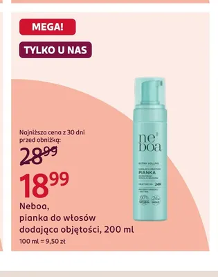 Pianka do włosów dodająca objętości Neboa promocja w Rossmann