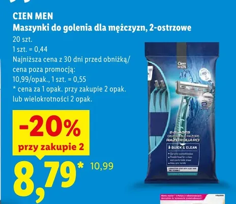 Maszynki do golenia dla mężczyzn 2-ostrzowe Cien Men 20-pak promocja w Lidl