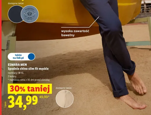 Spodnie chino slim fit męskie promocja w Lidl