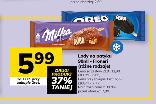 Lody na patyku Milka Peanut Caramel Froneri promocja w Hitpol