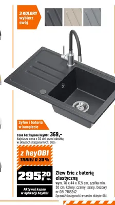 Zlew Eric z baterią elastyczną promocja w OBI