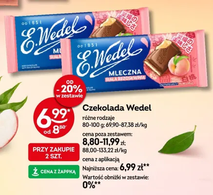Czekolada E.Wedel mleczna biała brzoskwinia promocja w Żabka