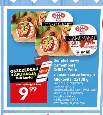 Ser pleśniowy Camembert Grill La Polle z sosem żurawinowym Mlekovita 2-pak 100g promocja w Twój Market