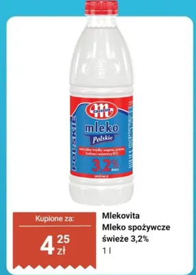 Mleko spożywcze świeże 3,2% promocja w Dino