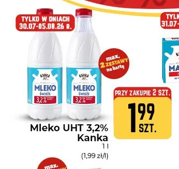 Mleko UHT 3,2% Kanka promocja w Społem Częstochowa