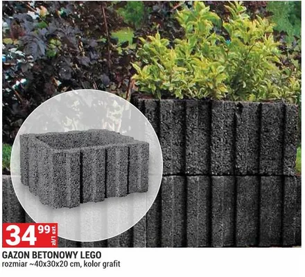 Gazon betonowy Lego rozmiar ~40x30x20cm kolor grafit promocja w Merkury Market