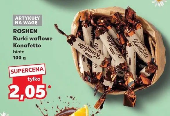 Rurki waflowe Konafetto białe promocja w Kaufland