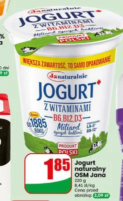 Jogurt naturalny OSM Jana promocja w Dino