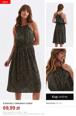 Sukienka z dekoltem halter promocja w Top Secret