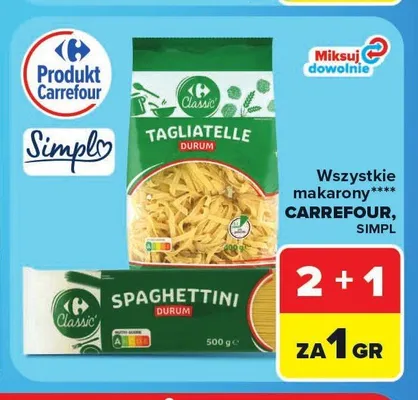 Makaron Spaghettini Carrefour Classic promocja w Carrefour Market