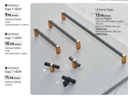 Uchwyt Kapi złoto szczotkowane / szary 320mm promocja w Castorama