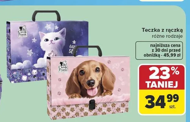 Teczka z rączką Cleo & Frank promocja w Carrefour