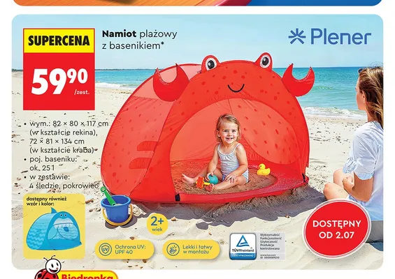 Namiot plażowy z basenikiem Plener promocja w Biedronka