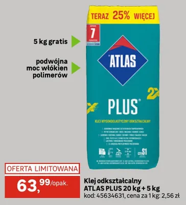 Klej odkształcalny ATLAS PLUS 20kg + 5kg promocja w Leroy Merlin