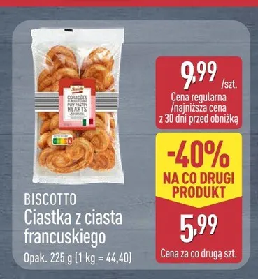 Ciastka z ciasta francuskiego Biscotto promocja w Aldi