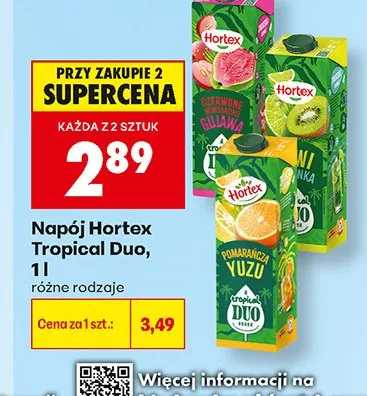 Napój Hortex Tropical Duo czerwona pomarańcza gujawa promocja w Biedronka