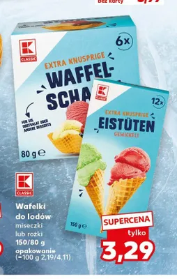 Wafelki do lodów miseczki K-Classic promocja w Kaufland