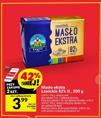 Masło ekstra Łowickie 82% Łowicz promocja w Twój Market