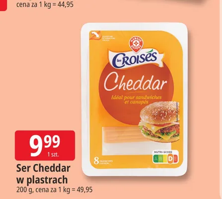 Ser Cheddar w plastrach Croisés promocja w Leclerc