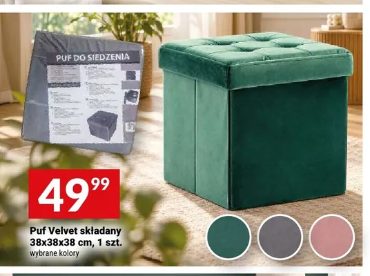 Puf Velvet składany 38x38x38 cm promocja w Twój Market