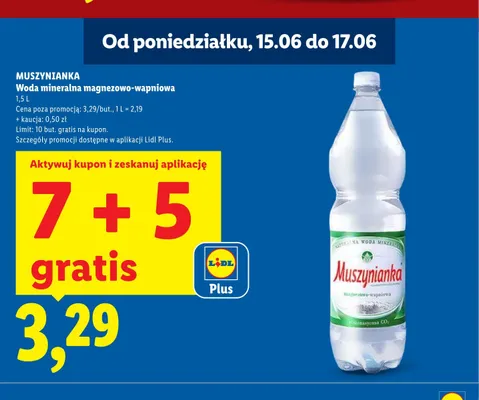 Woda mineralna Muszynianka magnezowo-wapniowa promocja w Lidl