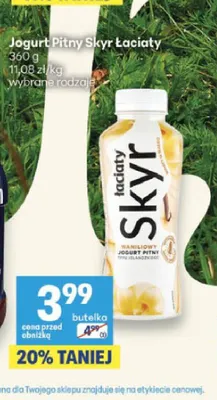 Jogurt pitny Skyr Łaciaty waniliowy promocja w Delikatesy Centrum