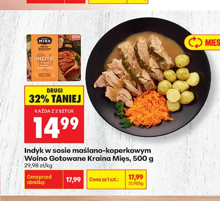 Indyk w sosie maślano-koperkowym Wolno Gotowane Kraina Mięs promocja w Biedronka