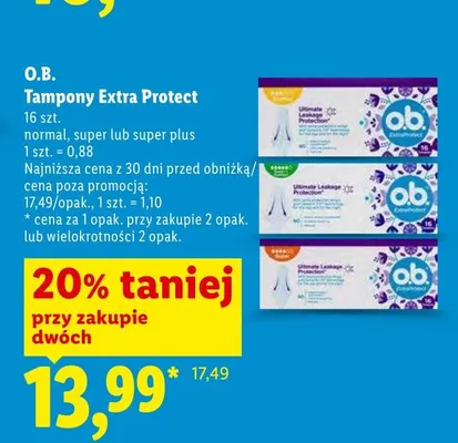 Tampony o.b. Extra Protect Super promocja w Lidl