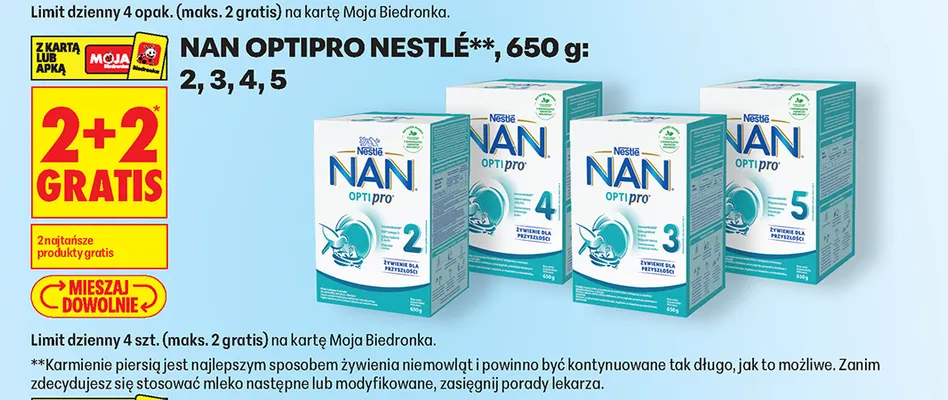 Mleko modyfikowane Nestle NAN Optipro 5 promocja w Biedronka