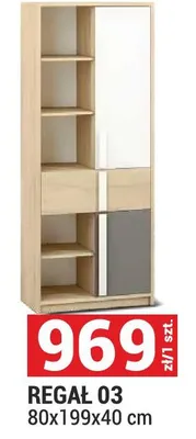 Regał 03 80x199x40cm promocja w Merkury Market